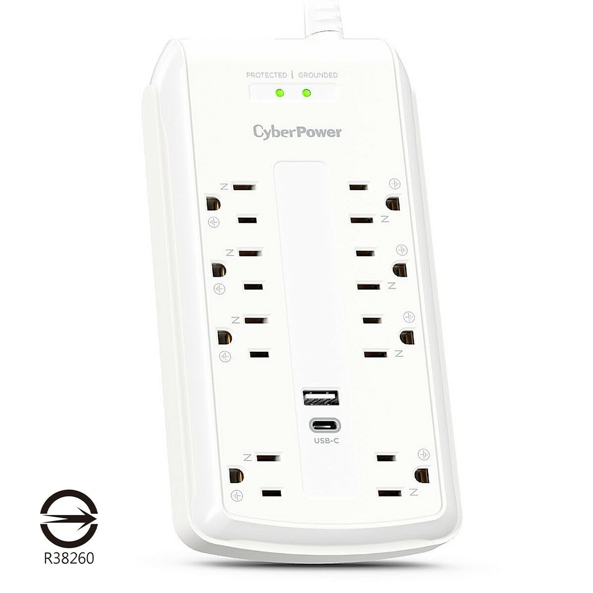 CyberPower 防突波 8 插座 2 USB 充電延長線