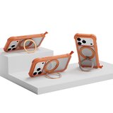 MAGEASY Odyssey Stand M 超軍規防摔磁吸支架手機殼 iPhone 17 Pro(珊瑚) + 鏡頭保護貼Lenz 鈦合金(午夜鈦) + Vetro 9H 鋼化玻璃保護膜