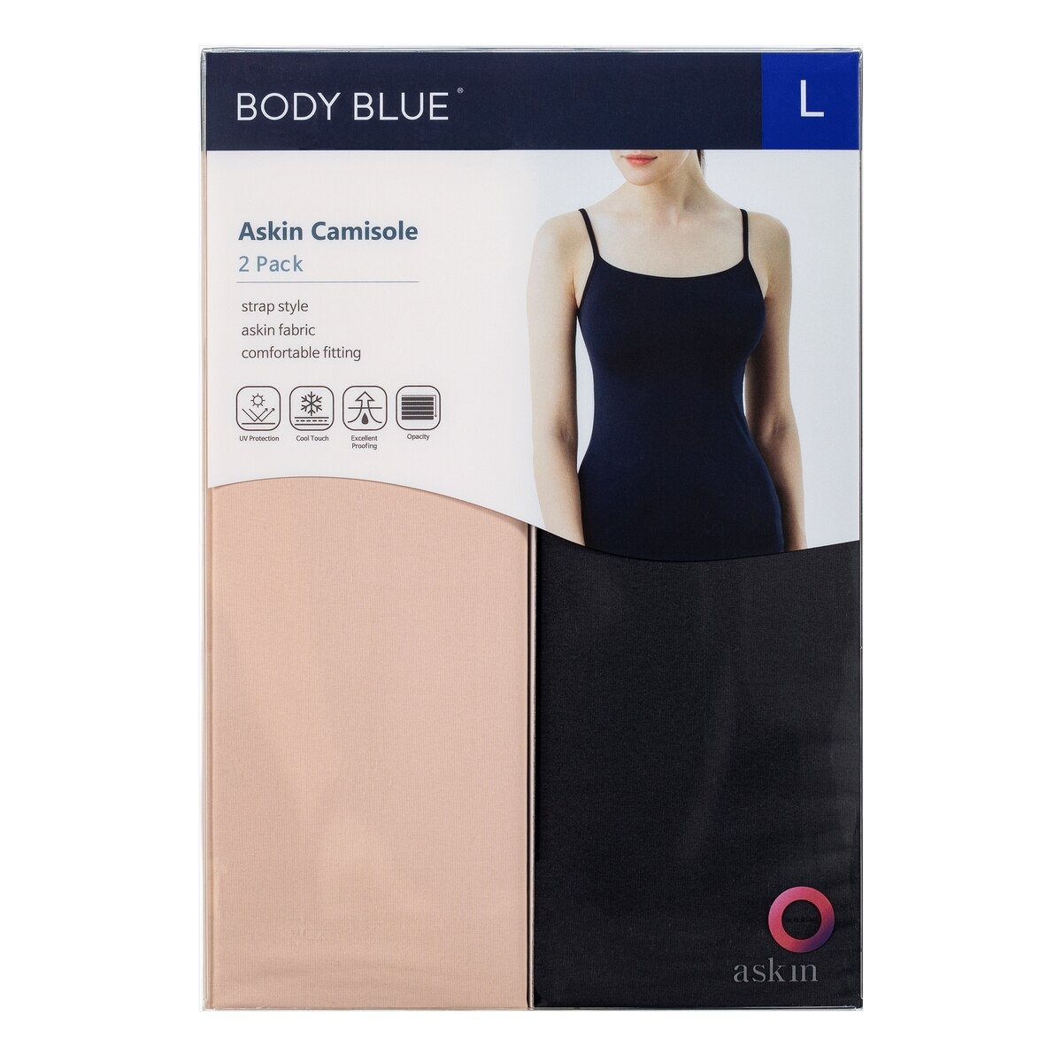 Body Blue 女細肩帶背心兩件組 黑 / 裸 XL