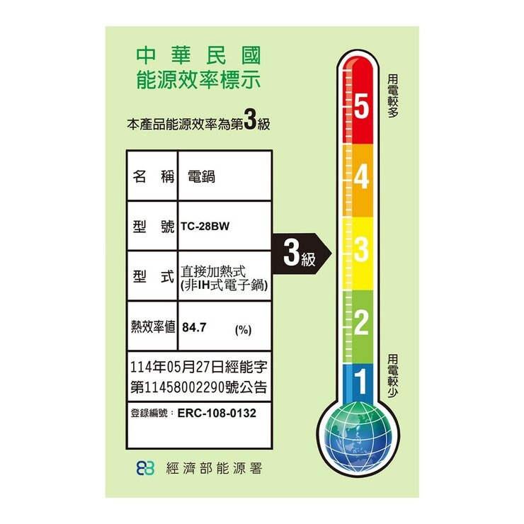 牛頭牌 15人份 極淨厲害電鍋 TC-28BW