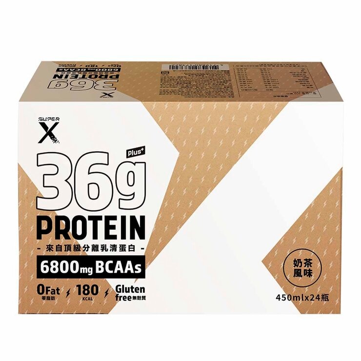 Super X Whey Protein Shake Plus Milk Tea Flavor 450 ml X 24-Count