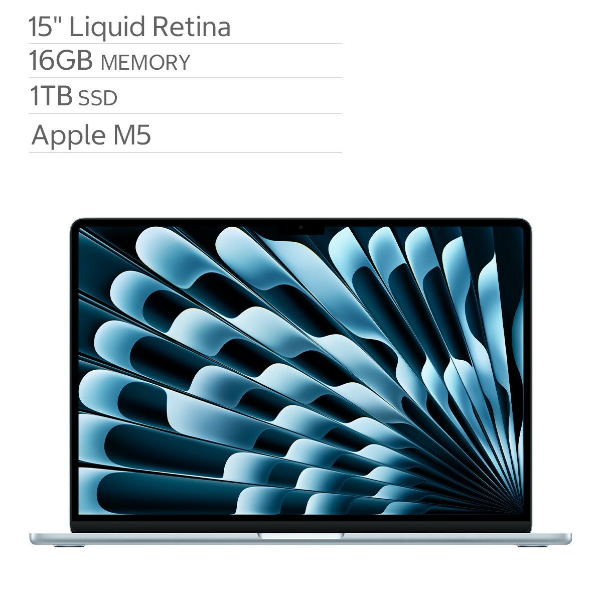 Apple MacBook Air 15吋 搭配 M5晶片 10核心CPU 10核心GPU 16GB 1TB SSD 天藍色