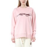 Ed Hardy 女刺繡圓領長袖上衣 粉