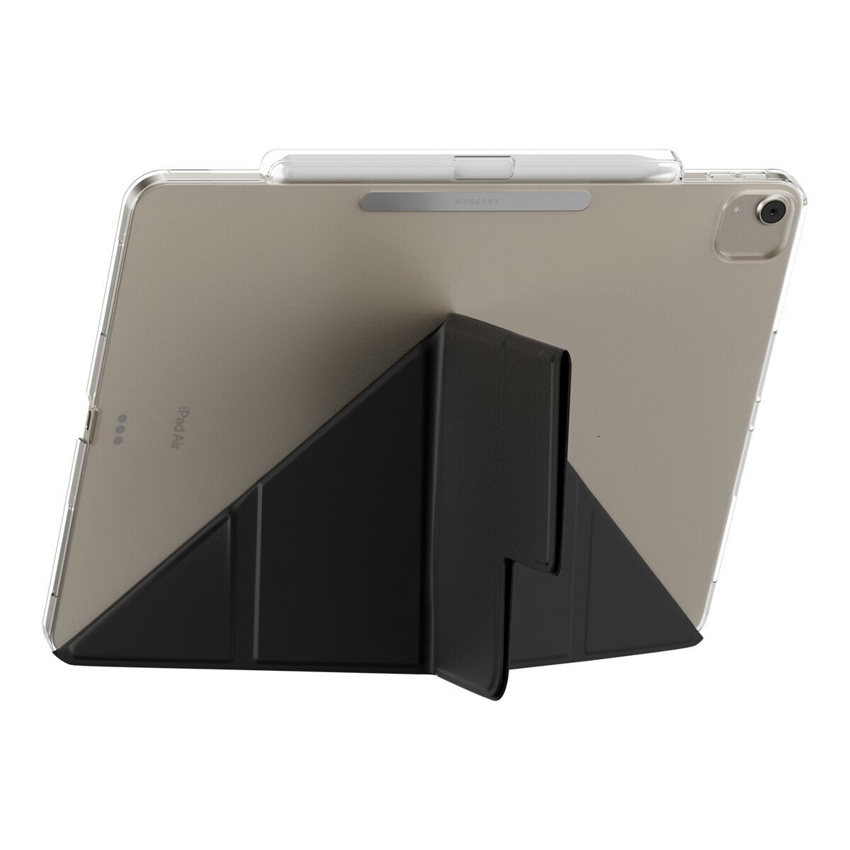 MAGEASY Facet 全方位支架透明背蓋保護套 (筆槽款) 適用於 2025 / M3 - 2024/ M2 iPad Air 13吋 & 2022 - 2020 iPad Pro 12.9吋 黑