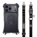 MAGEASY Odyssey Ultra M 終極防摔磁吸支架掛繩手機殼 iPhone 17 Pro Max(午夜/黑色) + 鏡頭保護貼Lenz(午夜) + Vetro 9H 鋼化玻璃保護膜