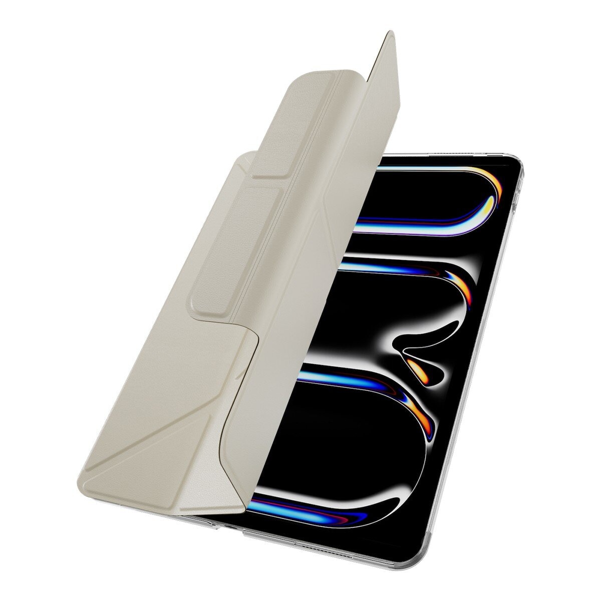 MAGEASY Facet 全方位支架透明背蓋保護套 2024 iPad Pro 13吋 星光白