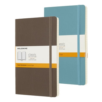 Moleskine 經典軟皮橫條筆記本組合(大型)-棕+藍2入 Moleskine 經典軟皮橫條筆記本組合(大型)-棕+藍2入