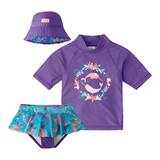 UV Skinz 兒童泳衣 三件組 紫色 5歲