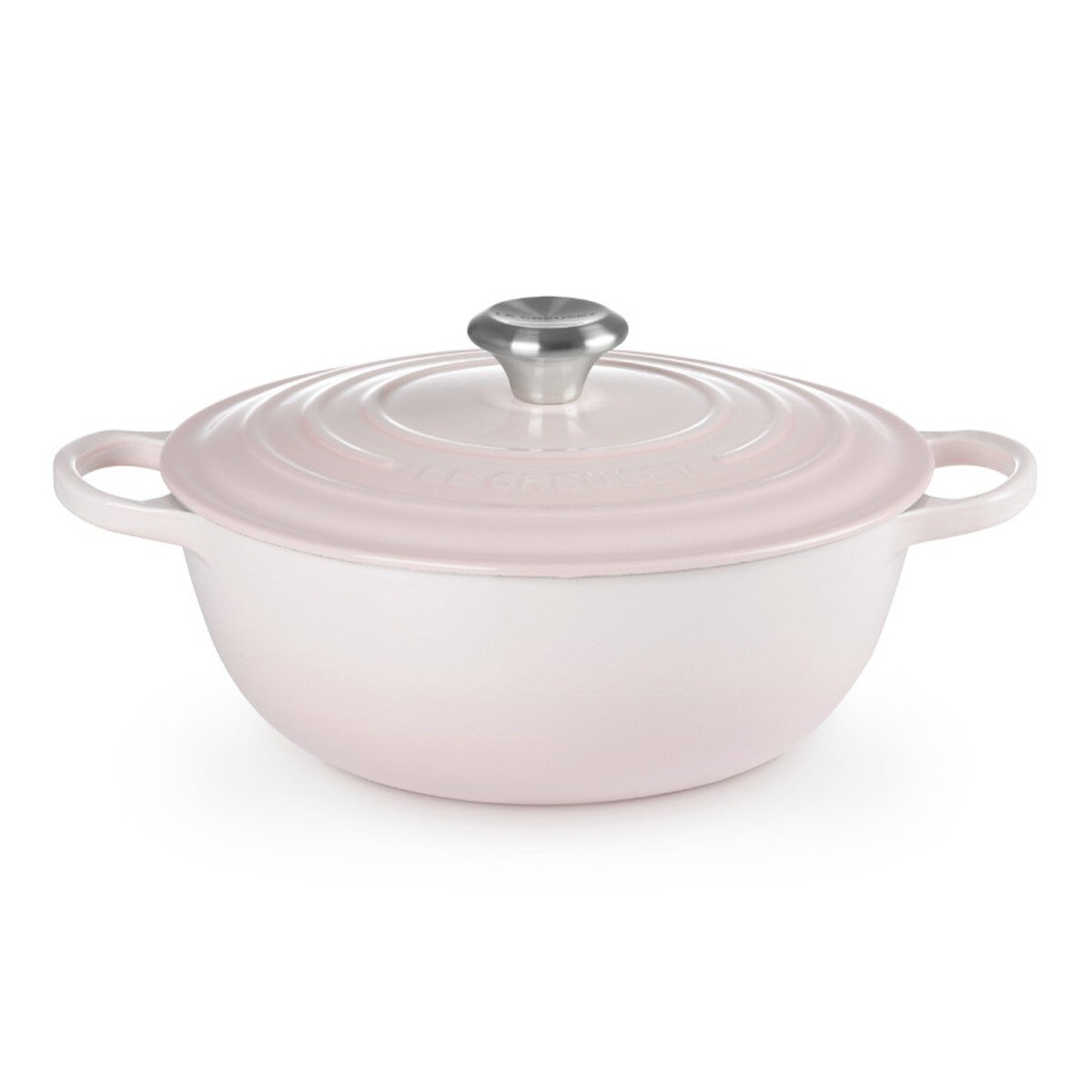Le Creuset 琺瑯鑄鐵媽咪鍋 含鋼頭鍋蓋 28公分 貝殼粉