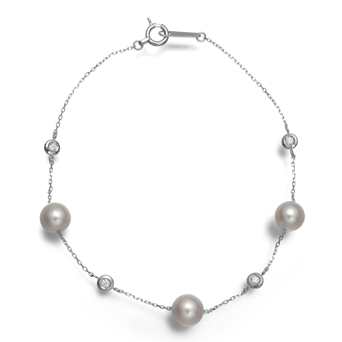 Tokyo Pearl 18K白K金 6.0公釐 - 6.5公釐 Akoya 珍珠鑽石手環