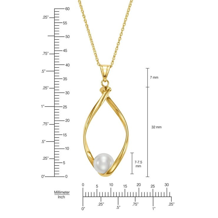 淡水珍珠項鍊 14K黃K金 7公釐-7.5公釐