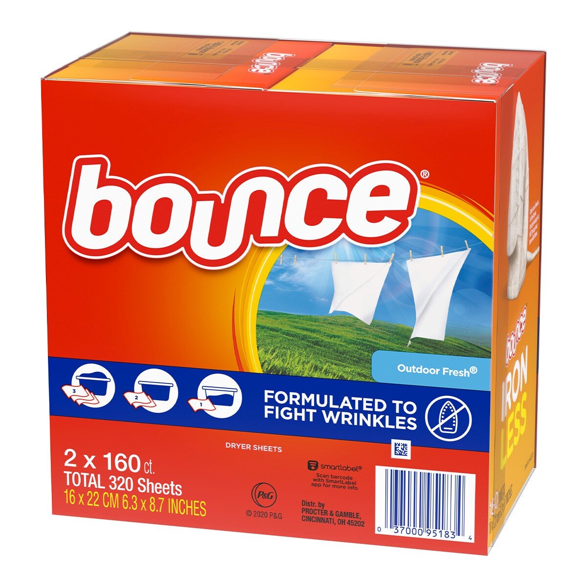 Bounce 烘衣柔軟去靜電紙 160張 X 2入