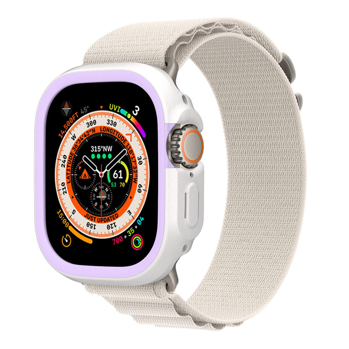 犀牛盾 Apple Watch Series 9/8/7 共用 41公厘 CrashGuard NX保護殼 白色 + 4色飾條 粉/藍/紫/綠