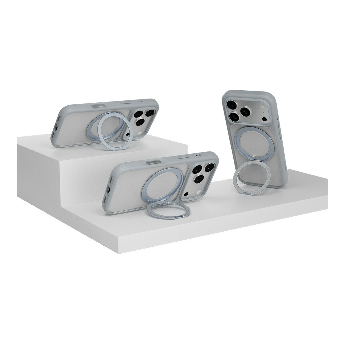 MAGEASY MagStand 360 M 磁吸旋轉支架防摔手機殼 iPhone 17 Pro(迷霧) + 鏡頭保護貼Lenz(迷霧) + Vetro 9H 鋼化玻璃保護膜