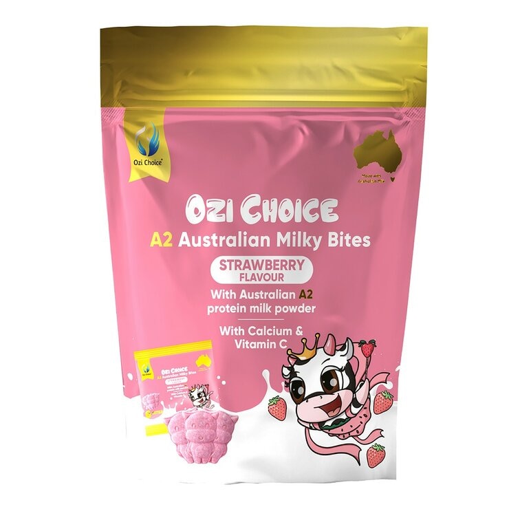 Ozi Choice A2 Australian Milky Bites Strawberry 6-Tablet X 48-Pack
