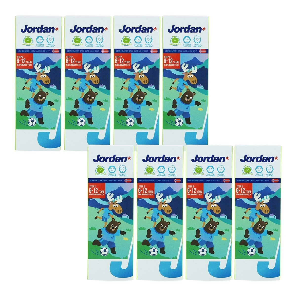 Jordan 6-12歲兒童牙膏 含氟1000ppm 青蘋果口味 75公克 X 8入 Jordan 6-12歲兒童牙膏 含氟1000ppm 青蘋果口味 75公克 X 8入