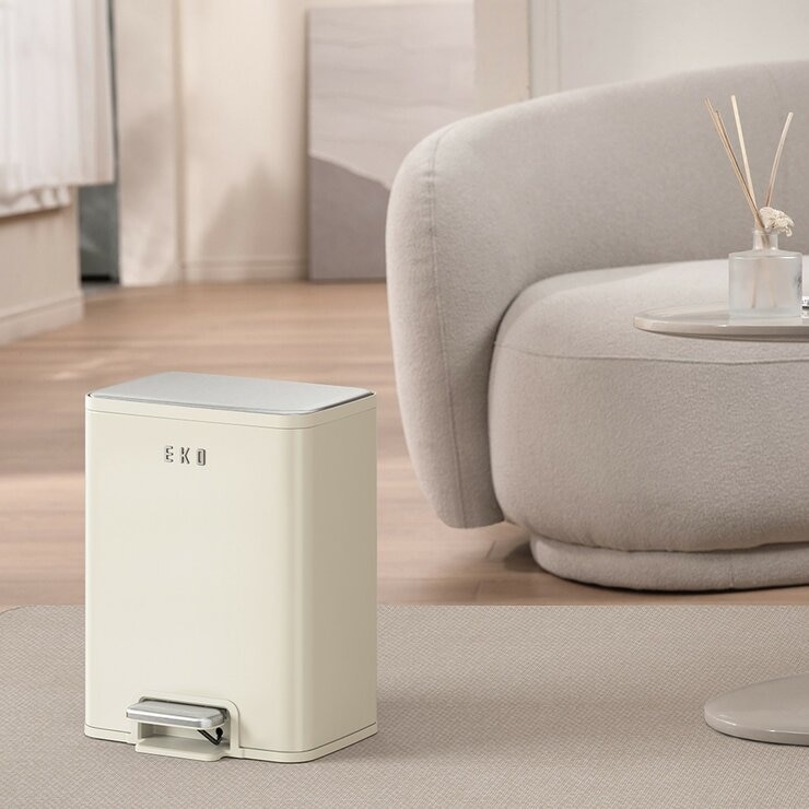 EKO 踏板式不鏽鋼垃圾桶 11公升 2入組 米白