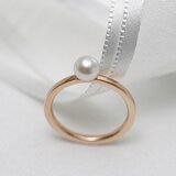 Tokyo Pearl 18K玫瑰金 5.5公釐 - 6.0公釐 Akoya 珍珠戒指