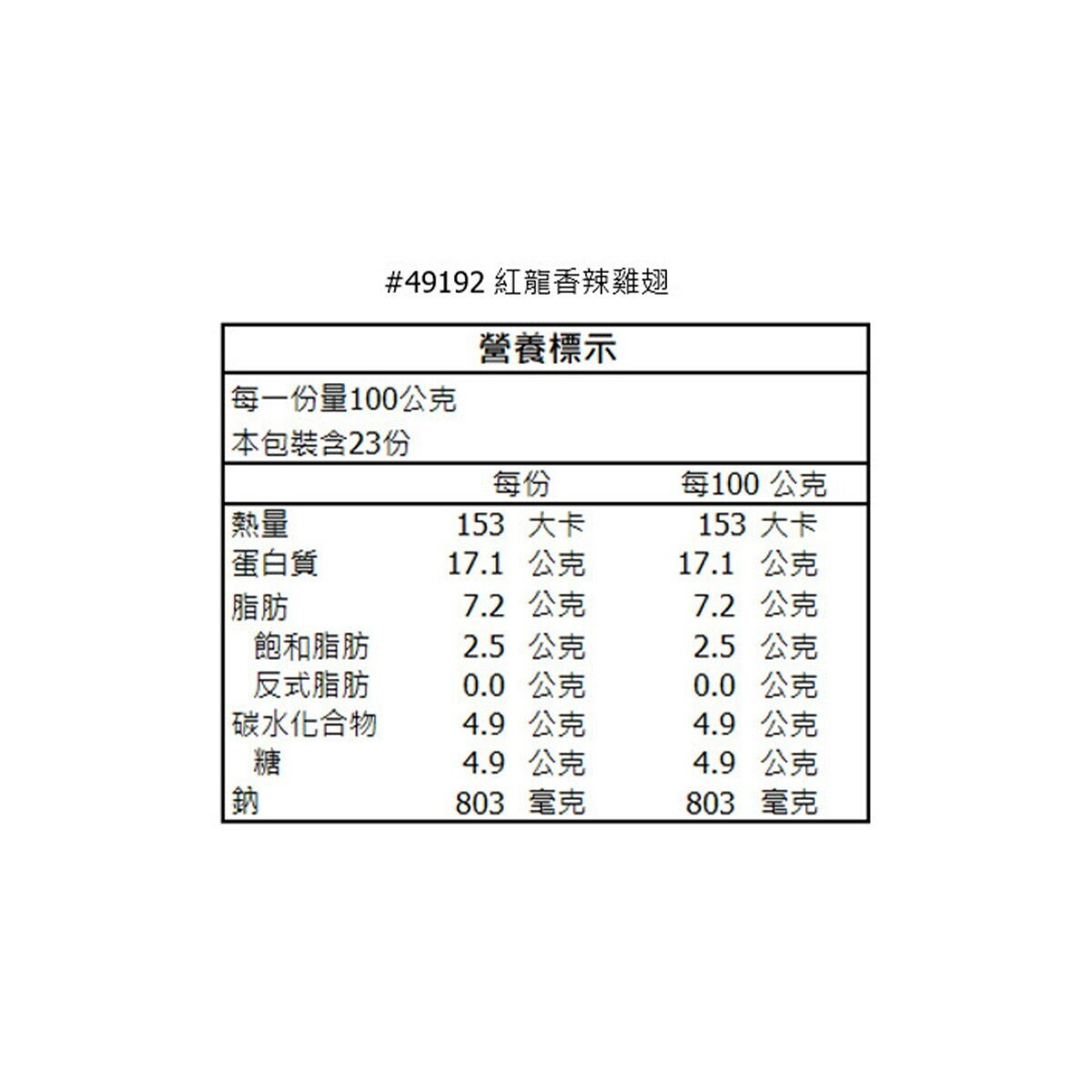 紅龍 冷凍香辣雞翅 2.3公斤