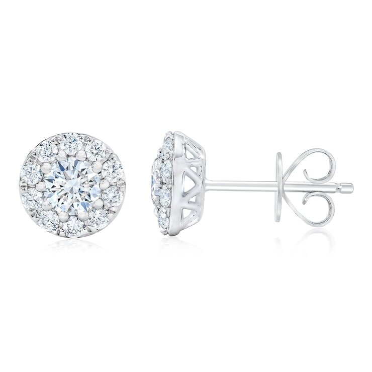 1克拉 14K白K金 圓形鑽石項鍊耳環組 VS2/I