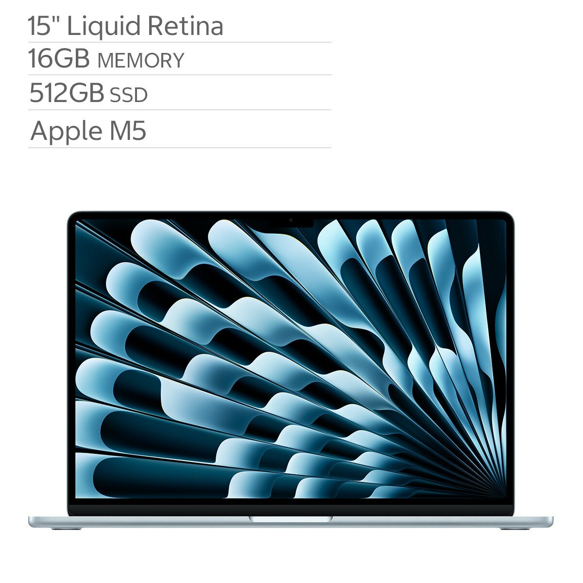 Apple MacBook Air 15吋 搭配 M5晶片 10核心CPU 10核心GPU 16GB 512GB SSD 天藍色