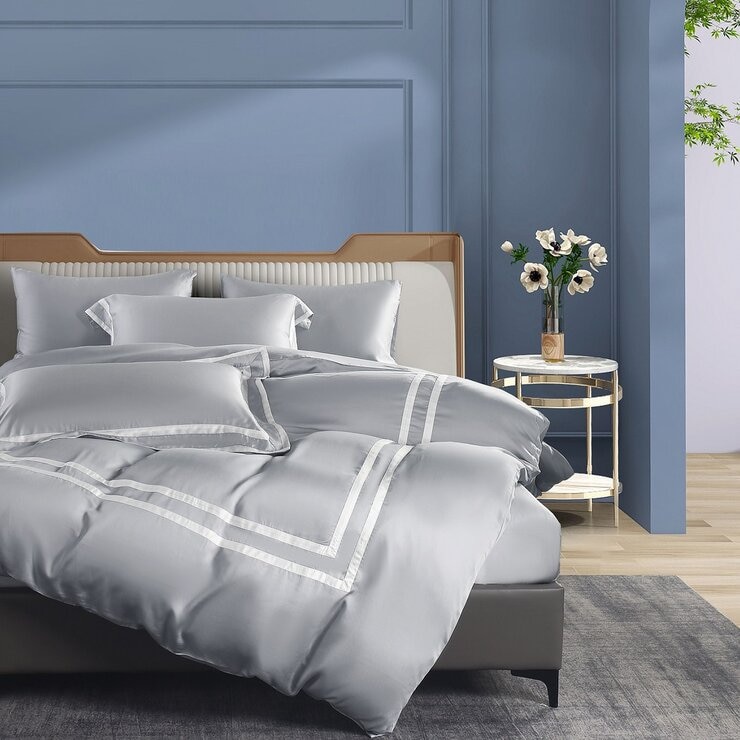 Don Home 萊賽爾素色雙人加大被套床包六件組 182公分 X 190公分 中灰