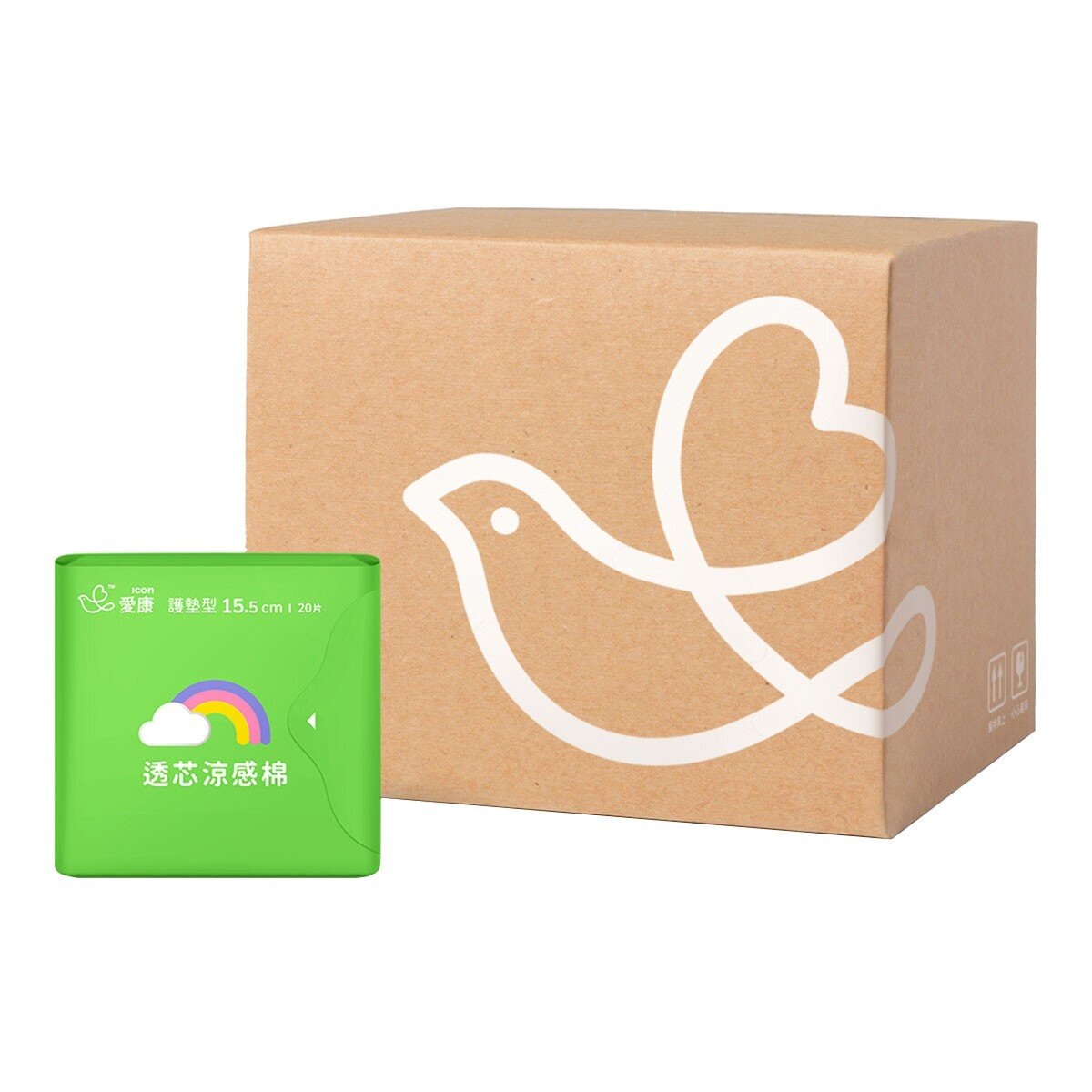 愛康涼感衛生棉 護墊型 15.5公分 20片 X 16包