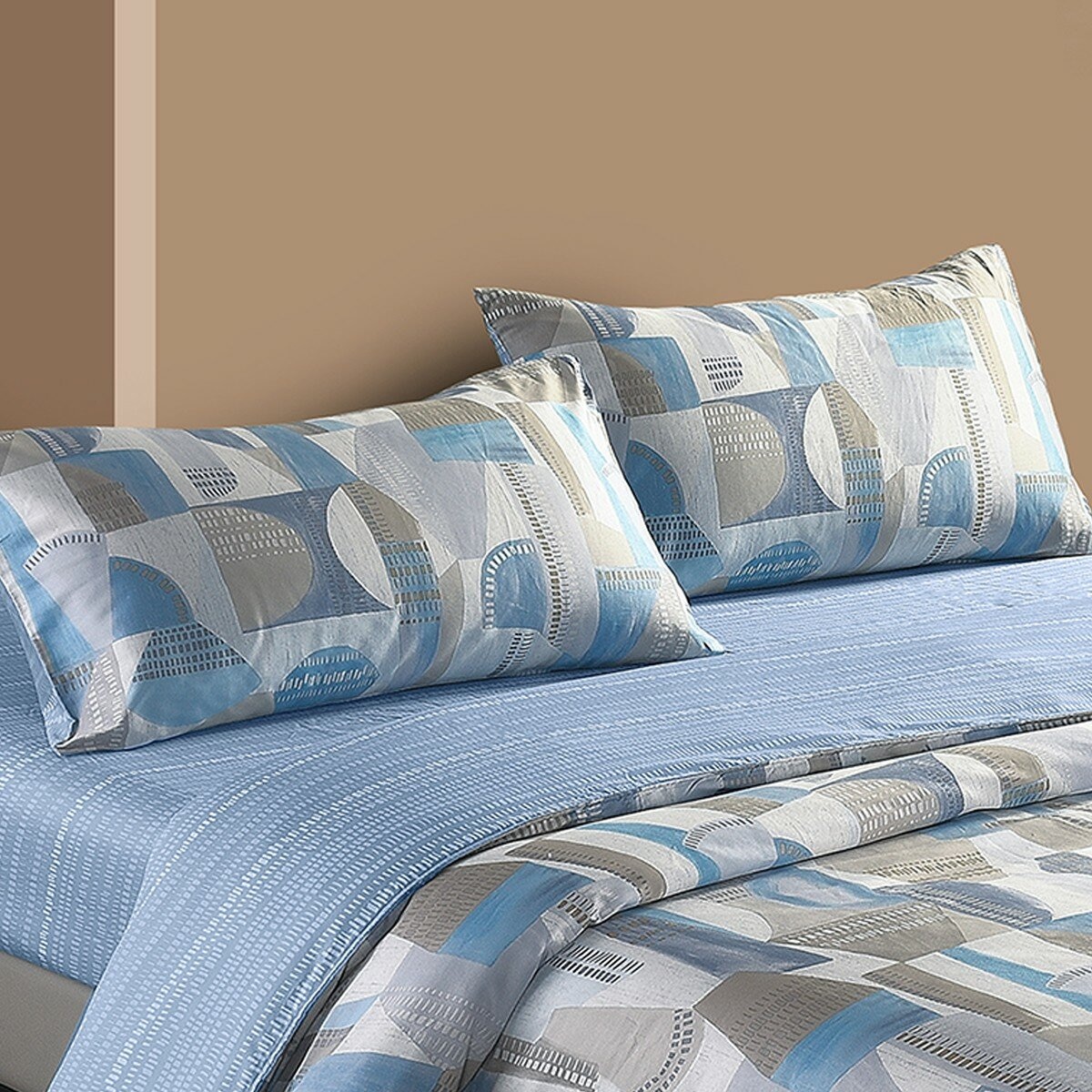 HOYACASA 300織純棉雙人床包兩用被套 4件組 152公分 X 190公分 沃荷