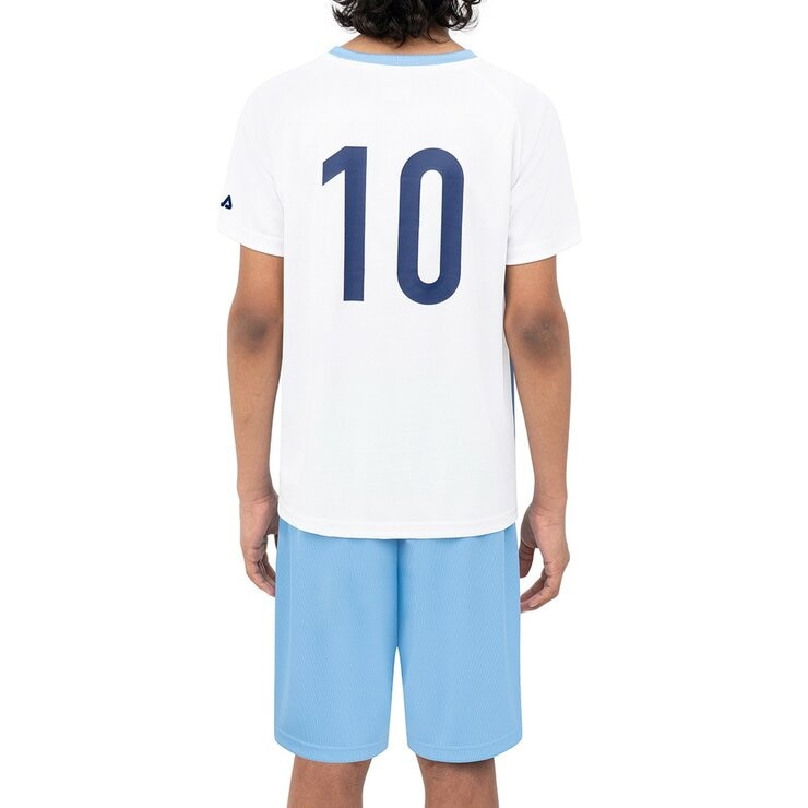 Fila 兒童足球短袖套組 白/藍 M