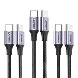 綠聯 Type-C 對 Type-C PD 60W 3A 快充傳輸線 金屬編織版 灰黑 (1公尺) 3件組 綠聯 Type-C 對 Type-C PD 60W 3A 快充傳輸線 金屬編織版 灰黑 (1公尺) 3件組