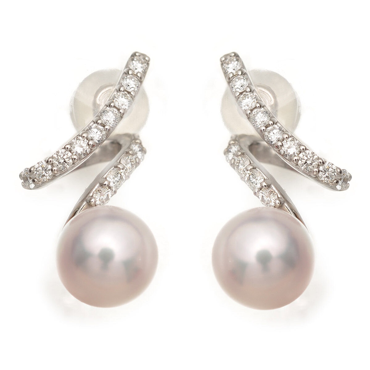 Tokyo Pearl 0.21克拉 18K白K金 6.5公釐 Akoya珍珠鑽石耳環