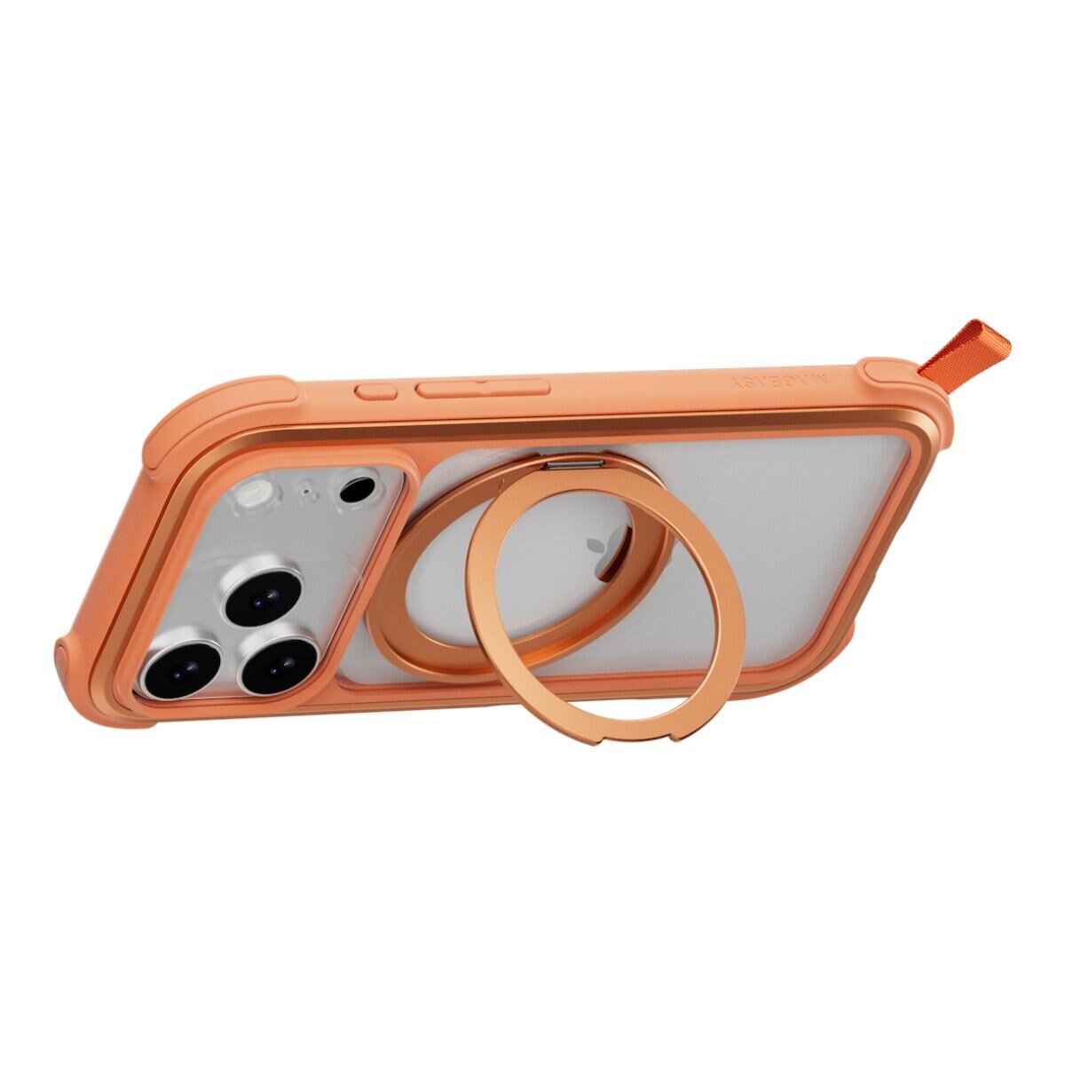 MAGEASY Odyssey Stand M 超軍規防摔磁吸支架手機殼 iPhone 17 Pro(珊瑚) + 鏡頭保護貼Lenz(午夜) + Vetro 9H 鋼化玻璃保護膜