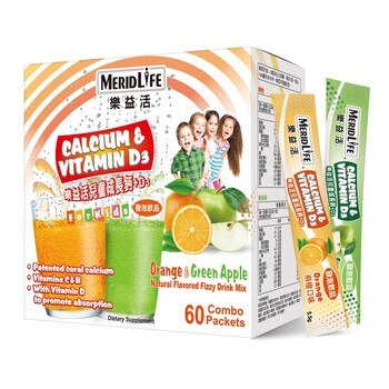 MERIDLIFE 樂益活兒童成長鈣+D3 發泡飲品 5.5克X60包 MERIDLIFE 樂益活兒童成長鈣+D3 發泡飲品 5.5克X60包