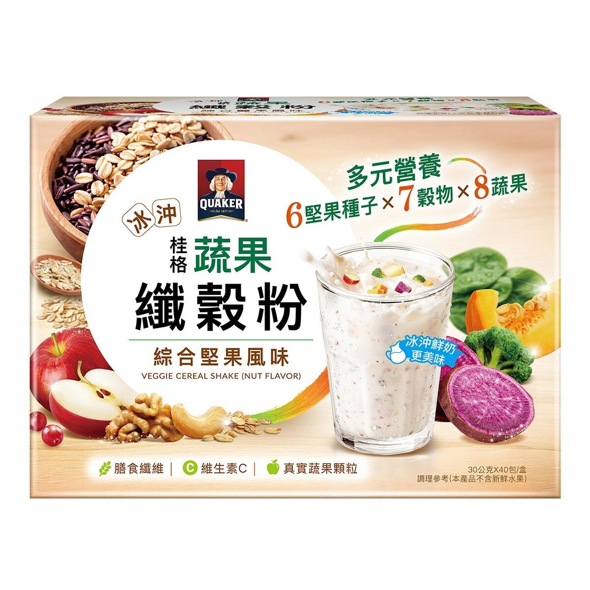 桂格 蔬果纖穀粉(綜合堅果風味) 30公克 X 40包 桂格 蔬果纖穀粉(綜合堅果風味) 30公克 X 40包