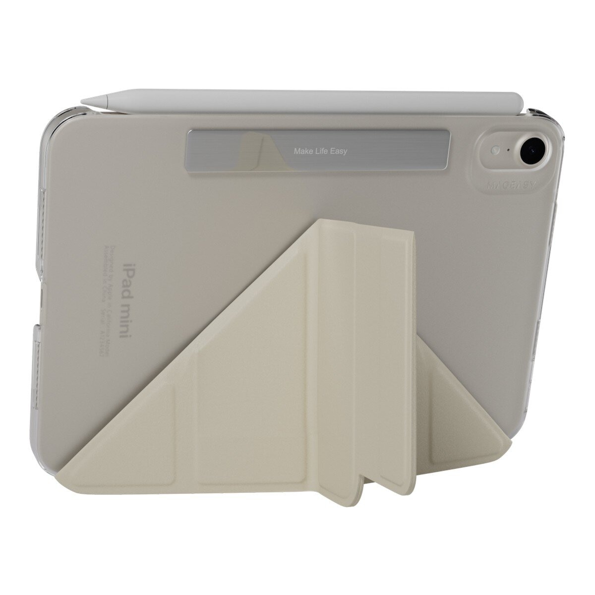 MAGEASY Facet 全方位支架透明背蓋保護套 iPad mini 7 2024 / A17 Pro / iPad mini 6 2021 星光白