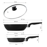 Tefal 法國特福 綠生活陶瓷不沾系列鍋具含玻璃上蓋 3件組 曜石黑