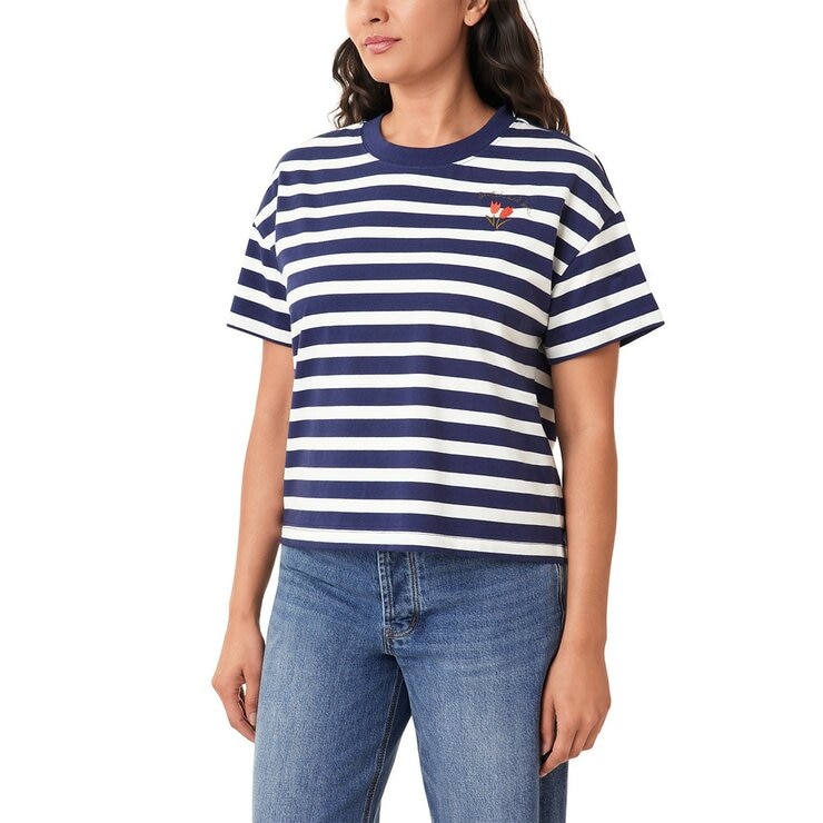 Scotch & Soda 女圓領短袖上衣 藍白條紋
