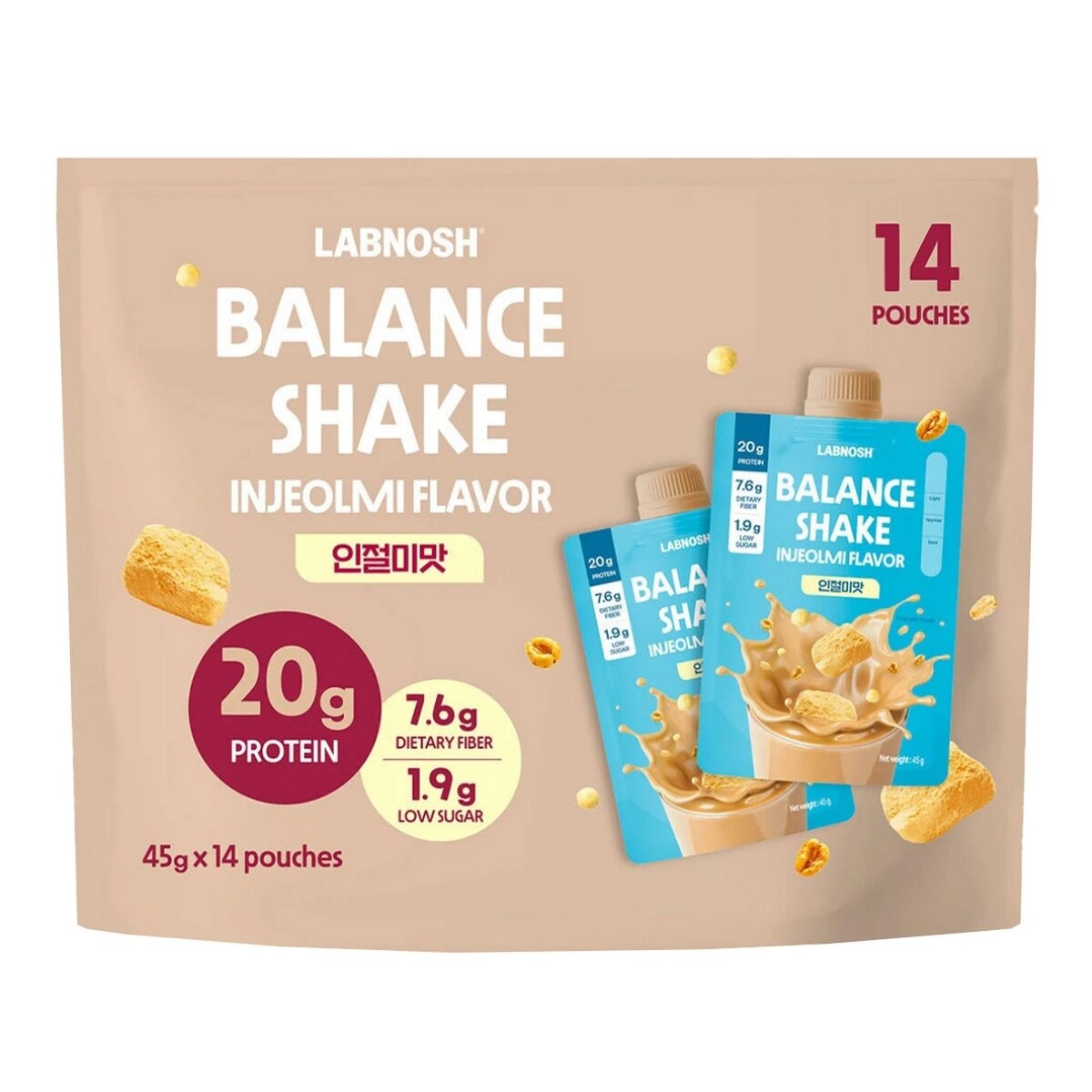 LABNOSH 蛋白奶昔沖泡飲 韓式打糕風味 45公克 X 14入