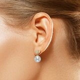 0.08克拉 14K黃K金 鑽石珍珠耳環