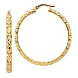 14K黃K金 鑽石切割圈型耳環