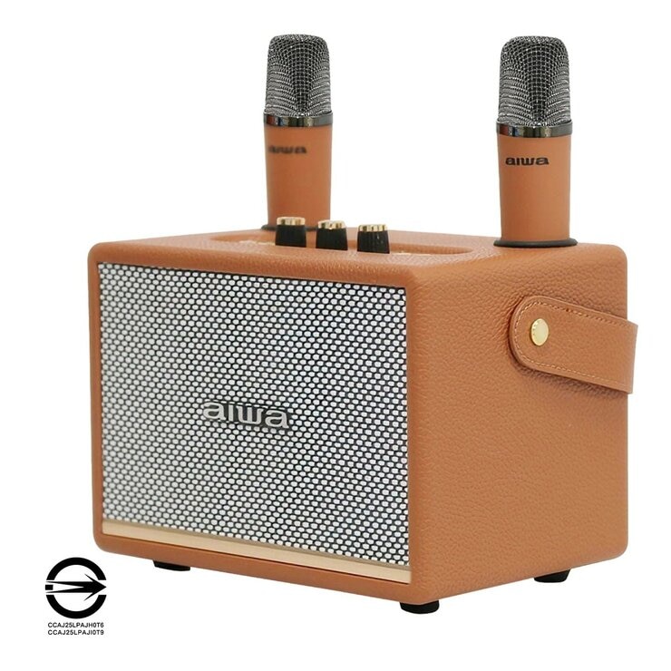 Aiwa AI-KBQ22 K歌藍牙音箱 淺棕色