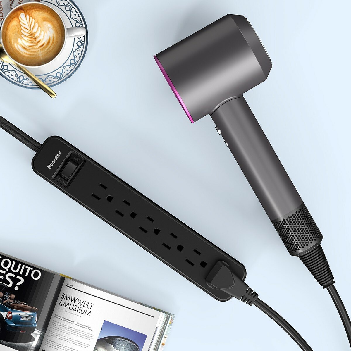 Huntkey 防突波 1開6插3孔 TYPE A+C 延長線 2入組 Huntkey 防突波 1開6插3孔 TYPE A+C 延長線 2入組