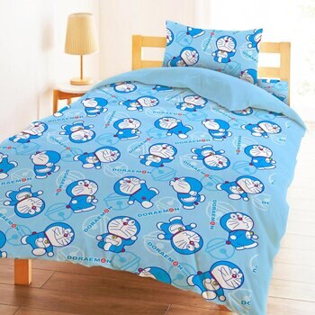 100%純棉單人兩用床包被套 3件組 107公分 X 190公分 哆啦A夢 經典 藍