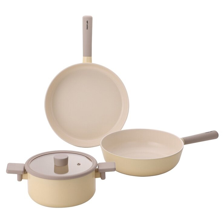 Neoflam 陶瓷不沾塗層鍋具 含玻璃上蓋 4件組