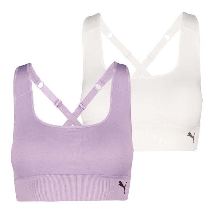Puma 女運動內衣 X 2件組 L 紫 & 白 Puma 女運動內衣 X 2件組 L 紫 & 白