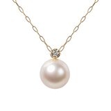 Tokyo Pearl 18K黃K金 7.0公釐 - 7.5公釐 Akoya 鑽石珍珠項鍊
