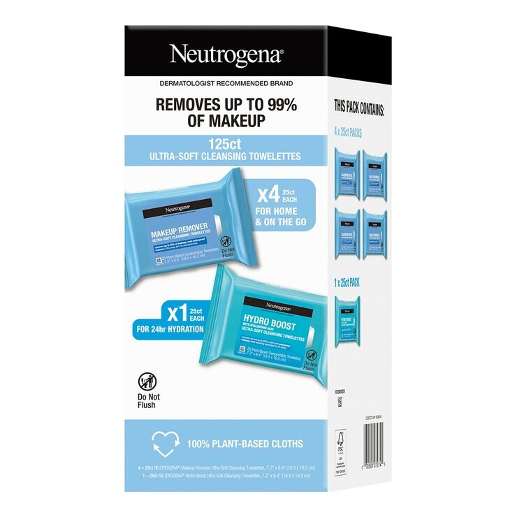 露得清 柔軟潔面巾組 卸妝棉 25張 X 4入 & 玻尿酸保濕棉 25張 X 1入