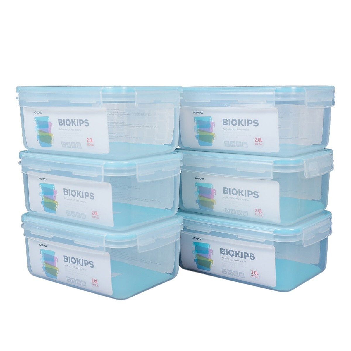 Komax 塑膠保鮮盒含蓋共12件組 長方形 容量2000毫升