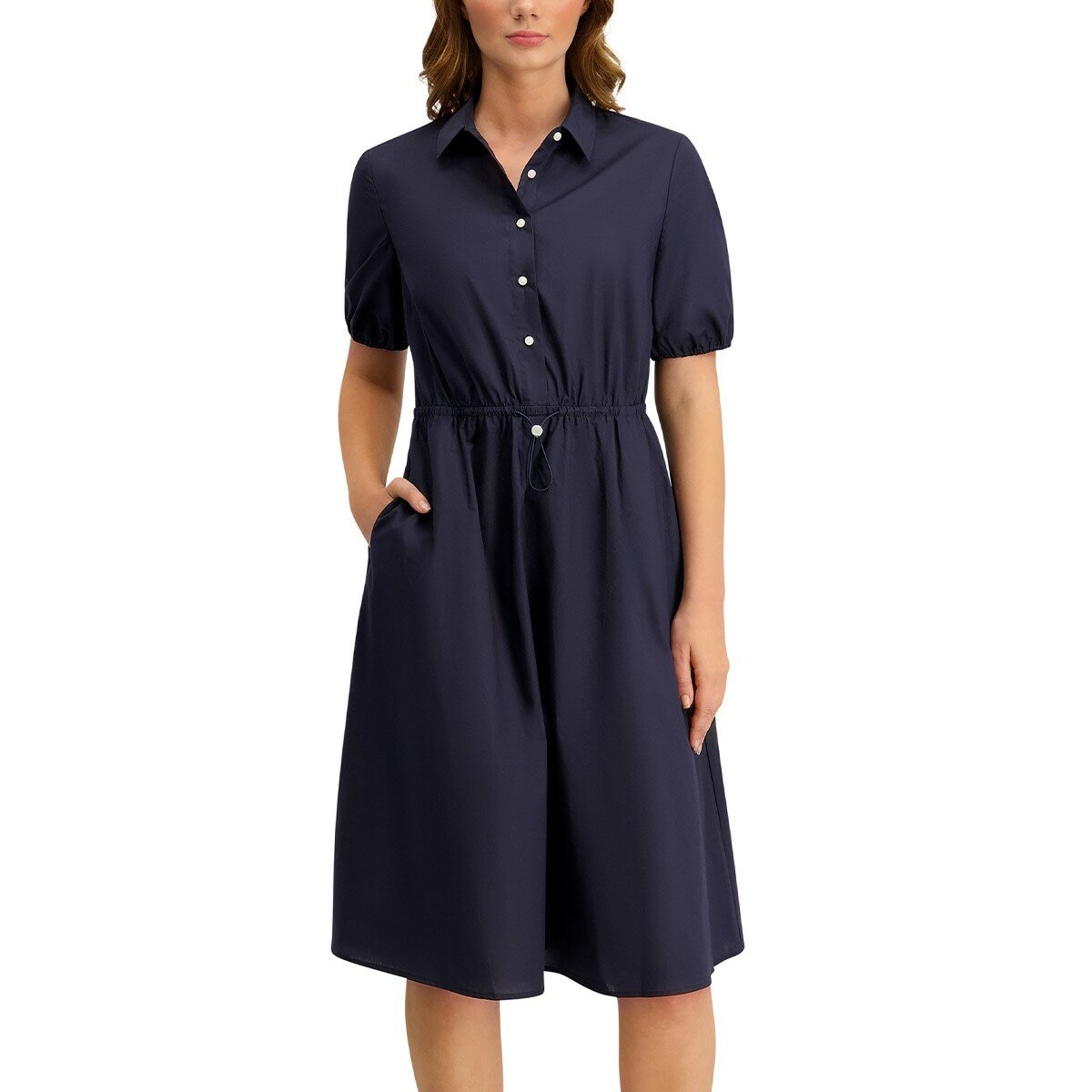 Halston 女鈕扣式中長連身裙