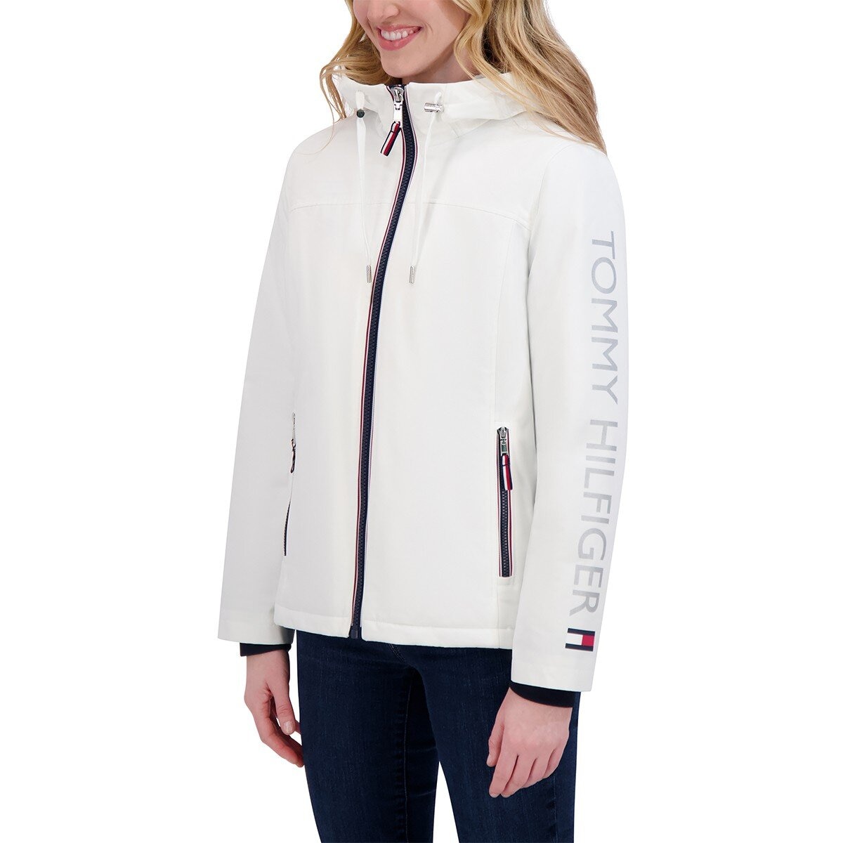 Tommy Hilfiger 女軟殼連帽外套 白